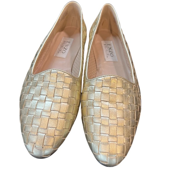 Vintage Enzo Angiolini Genius II Gold Woven Leather Women's Loafers 9M - Picture 2 of 7